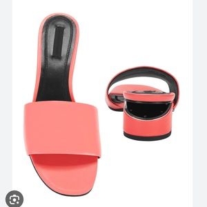 NEW With box ALEXANDER WANG Lou Coral Leather Slide Sandals, Us8.5